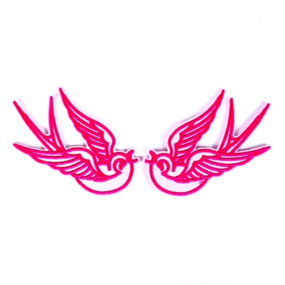 Set 2 pink birds patchs